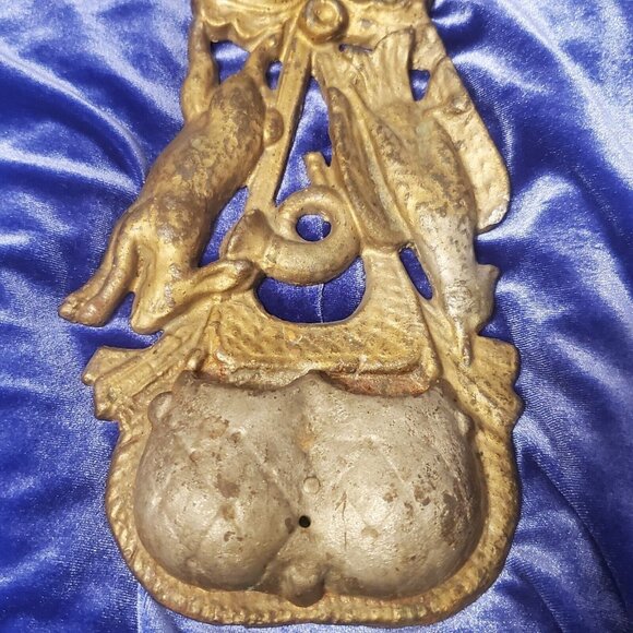 *Antique Vtg English Cast Iron Match Safe Holder Hunting Stag Rabbit Pheasant - Picture 5 of 11